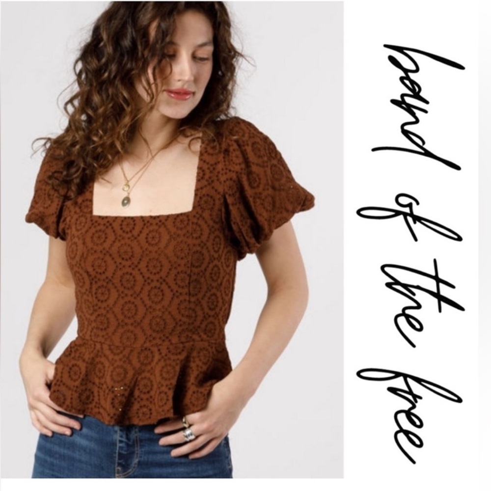 Band Of The Free Brown Palmer Top NWT Size Small